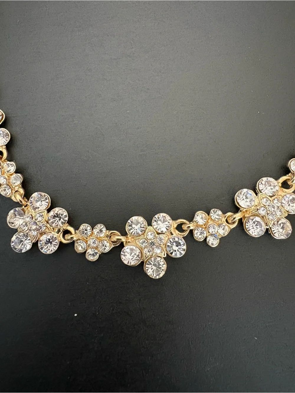 Amrita Singh Floral Clear Stone Statement Necklace with Gold Tone - Picture 2 of 6